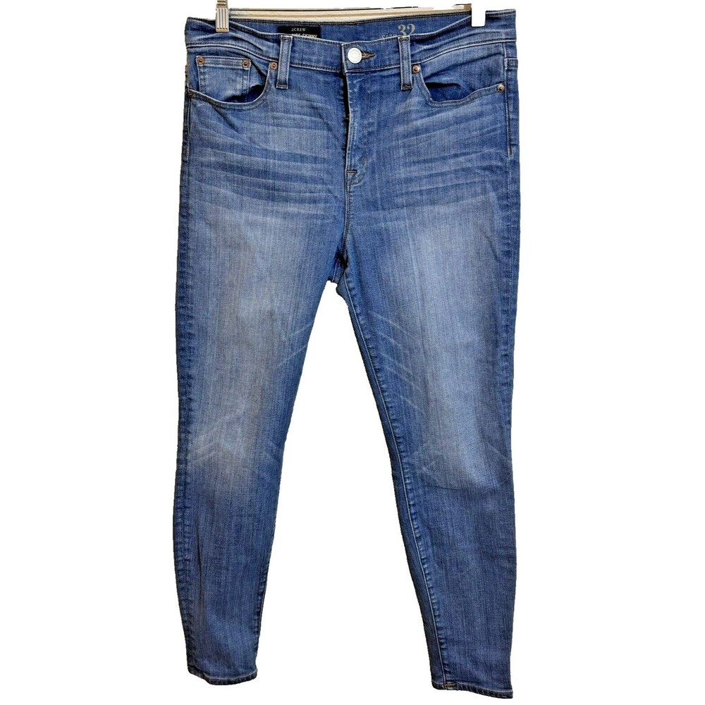 J Crew Jeans Women 32 Blue Skinny 9" High Rise Med Denim Stretch‎ Pants 32x28